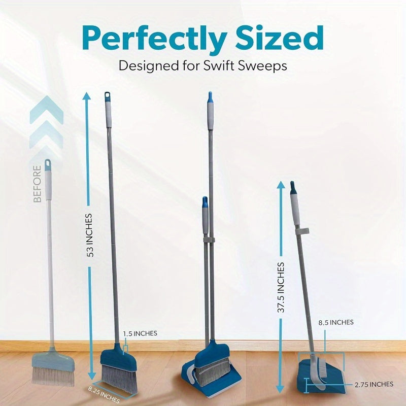 Butler Stand-Up Broom and Dustpan Set - Heavy-Duty Cleaning System with Ergonomic Handle, Lightweight & Space-Saving Design, Quick-Click Assembly - for Hardwood, Tile, Vinyl Floors - Ideal for Kitchen, Living Room, Bathroom, Hallway - Ideal for Home &