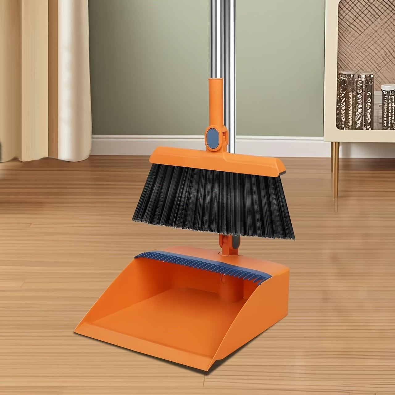 2pcs Set Of Brand New 3-in-1 Rotatable And Foldable Magnetic Suction Broom Dustpan Sweeping Set, Enlarged And Thickened Household Broom, Living Room, Bedroom Pet Hair Cleaning Broom, Non Stick Soft Hair Blue/orange/white Broom