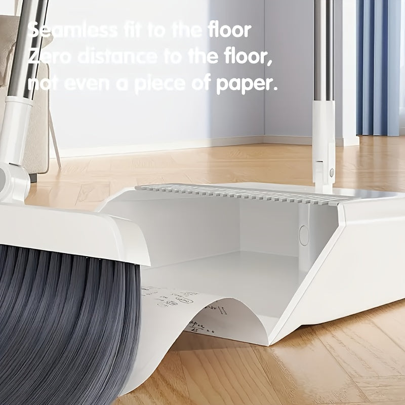 2pcs Set 3-in-1 Rotatable & Foldable Magnetic Suction Broom and Dustpan with Ergonomic Handle, Large Heavy-Duty Head & Non-Stick Soft Bristles - Heavy-Duty Plastic Construction for Pet Hair, Carpets, Hard Floors - Space-Saving Sweeping System