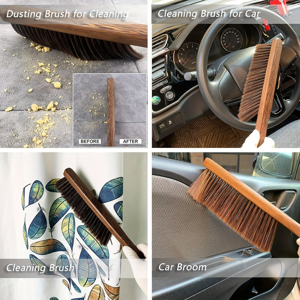 1pc Hand Sweep Broom Cleaning Brush- Soft Bristle Dusting Brush, Cleaning Car/Bed/Soil/Manuscript/Garden/Furniture/Clothes, Wooden Handle, Broom for Home Cleaning, Broom with Brush, Broom for Floor Cleaning, Broom And Dustpan Set, Garden Maintenance,