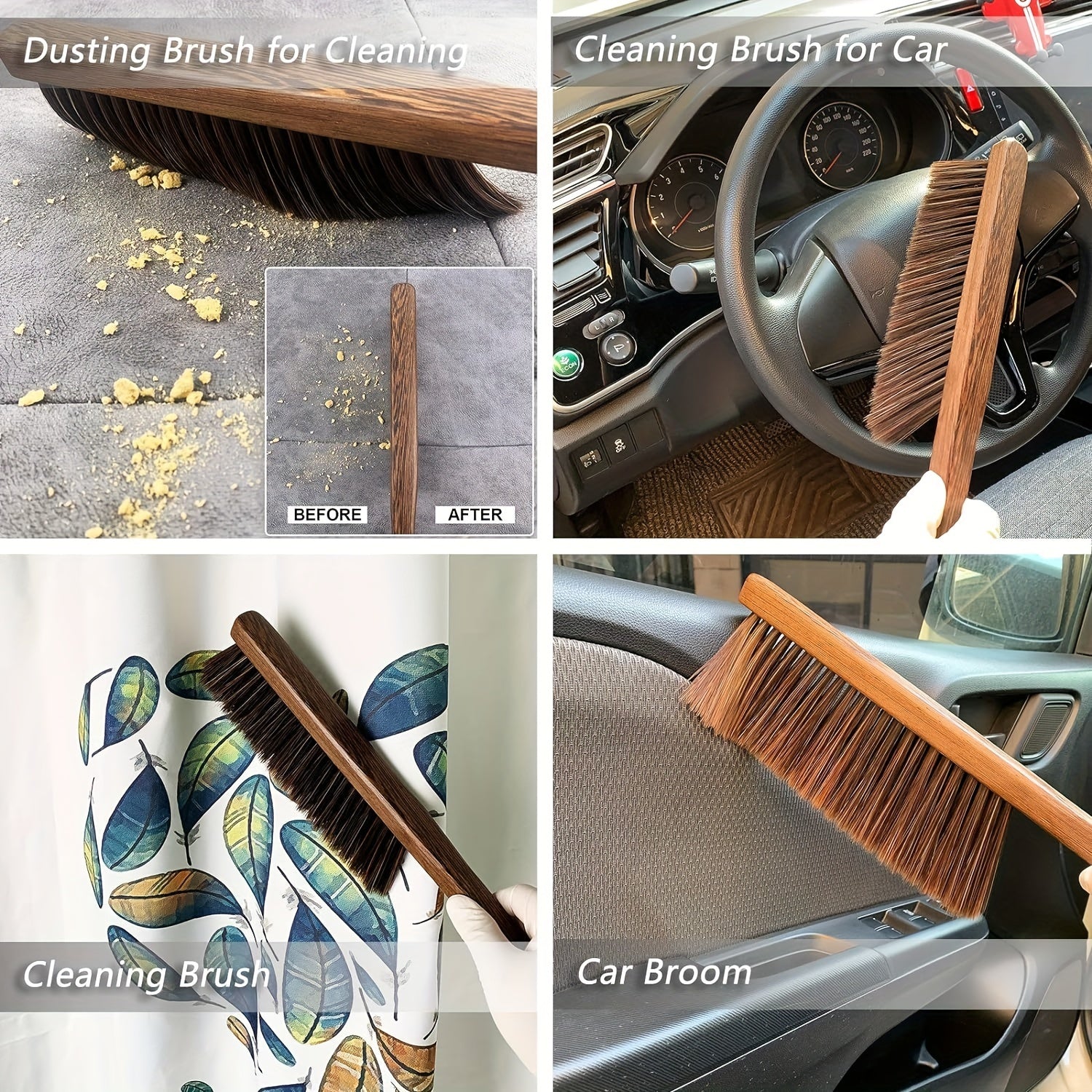 1pc Hand Sweep Broom Cleaning Brush- Soft Bristle Dusting Brush, Cleaning Car/Bed/Soil/Manuscript/Garden/Furniture/Clothes, Wooden Handle, Broom for Home Cleaning, Broom with Brush, Broom for Floor Cleaning, Broom And Dustpan Set, Garden Maintenance,