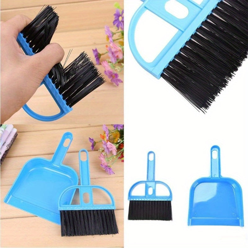 2 Pack Mini Dustpan and Brush Set with Ergonomic Handle & Locking Mechanism - Heavy-Duty BPA-Free Plastic, Compact Pet Cage Cleaner with Hanging Storage for Small Animals - Ideal for Guinea Pigs, Cats, Hamsters, Chinchillas, Rabbits, Reptiles -
