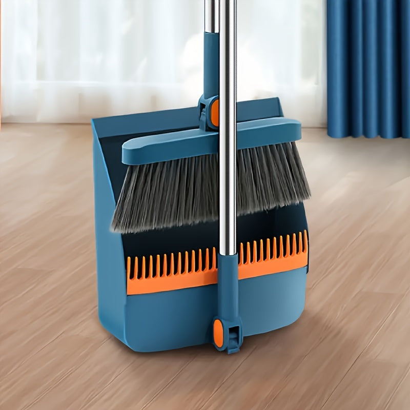 A Set of Household Broom And Dustpan, Long-Handled Floor Cleaning Broom And Dustpan Set, Rotatable Broom And Dustpan with Comb, Used to Remove Dust And Garbage, Suitable for Home, Kitchen, Room, Office, Cleaning Supplies, Cleaning Tools, Back-To-School