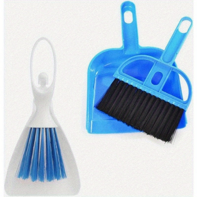 2 Pack Mini Dustpan and Brush Set with Ergonomic Handle & Locking Mechanism - Heavy-Duty BPA-Free Plastic, Compact Pet Cage Cleaner with Hanging Storage for Small Animals - Ideal for Guinea Pigs, Cats, Hamsters, Chinchillas, Rabbits, Reptiles -