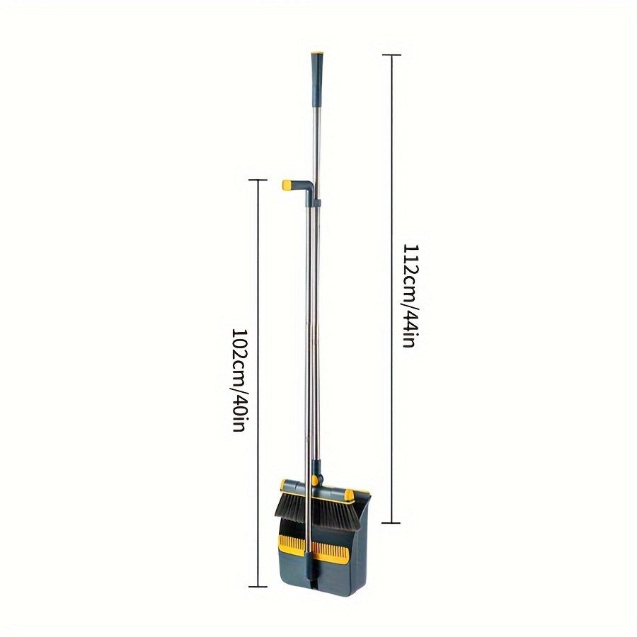 [Rotatable Broom Set] Thickened Rotatable Folding Soft Bristle Broom Dustpan Set - Sturdy and Durable Stainless Steel Pole - Convenient Cleaning Supplies