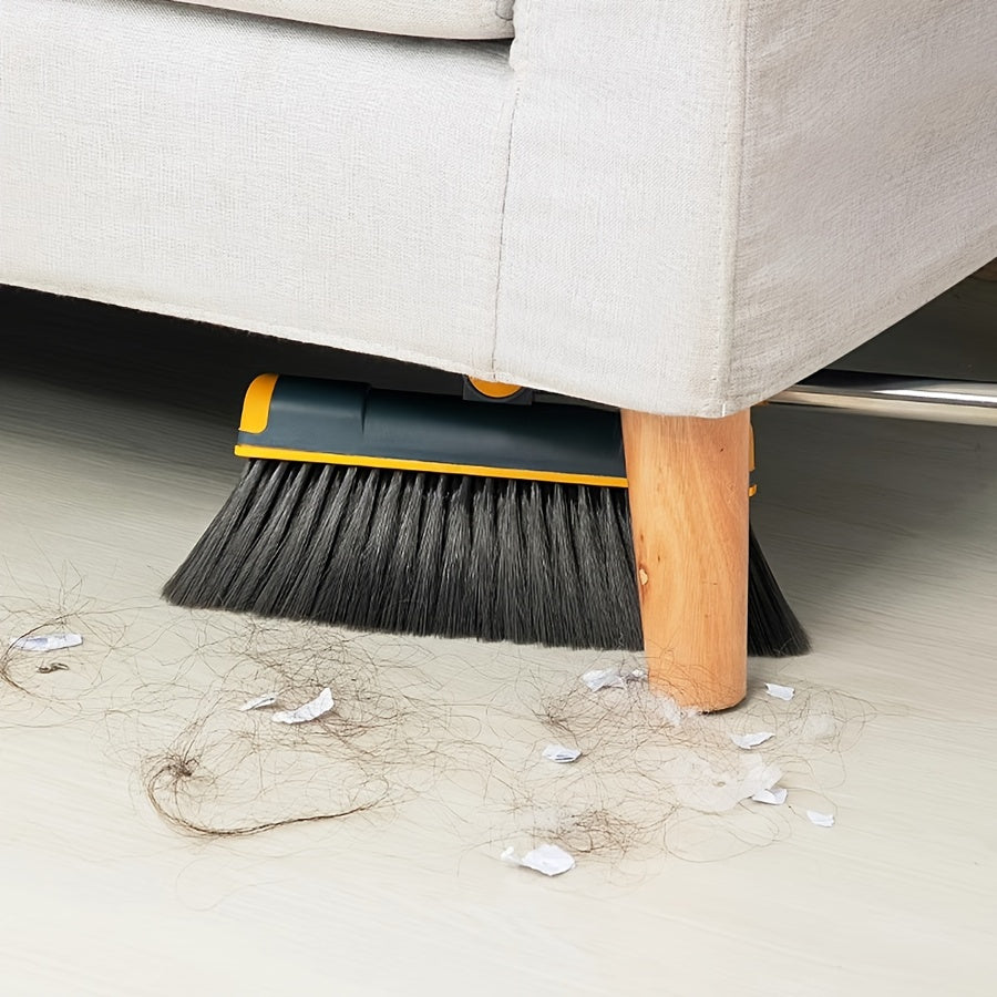 [Rotatable Broom Set] Thickened Rotatable Folding Soft Bristle Broom Dustpan Set - Sturdy and Durable Stainless Steel Pole - Convenient Cleaning Supplies