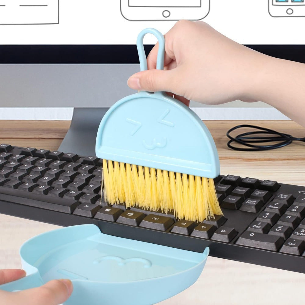 3-Pack Mini Handheld Broom and Dustpan Set with Brush - Durable Plastic Bristles, Hangable Design for Home, Car, Kitchen, Table, Sofa, Keyboard - Multi-Scene Cleaning Tools