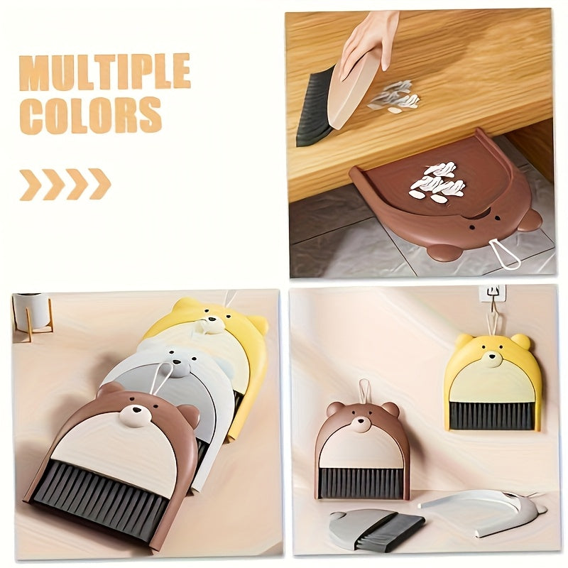 Office Desktop Mini Broom and Dustpan Set, Compact Cleaning Tool, Suitable for Office Desk, Window Sill, Keyboard Cleaning and Home Kitchen, Available in Gray, Brown, and Yellow