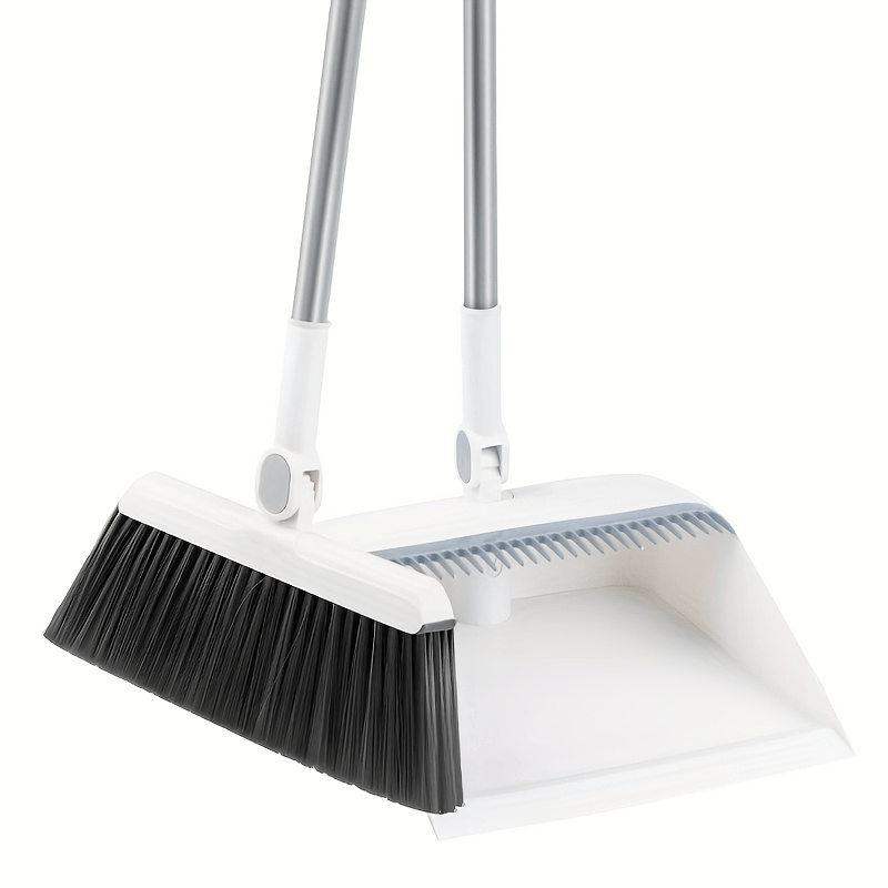 Rotating Foldable Magnetic Broom and Dustpan Set, Thickened Household Hair Removal Brush, Pet Hair Cleaning for Living Room and Bedroom, Non-Stick Soft Bristle Brush - Blue/Orange/White