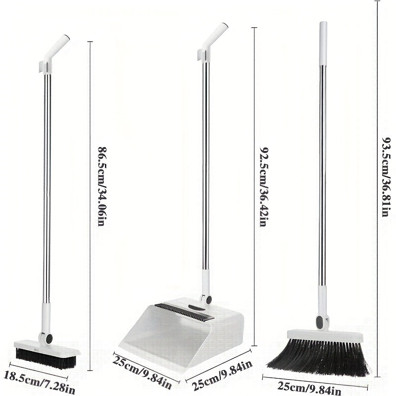 [3 In 1 Broom Mop] 3 In 1 Foldable Broom With Dustpan Combo Set&Floor Brush | Household Cleaning Tool Set, Outdoor Broom, Efficient Cleaning, Flexible Design, Quick Dust Removal, Dorm Room Essentials, Good Helper For Home And Office Cleaning 2025