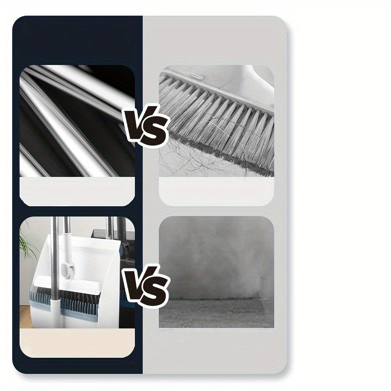 2pcs Set Of Brand New 3-in-1 Rotatable And Foldable Magnetic Suction Broom Dustpan Sweeping Set, Enlarged And Thickened Household Broom, Living Room, Bedroom Pet Hair Cleaning Broom, Non Stick Soft Hair Blue/orange/white Broom