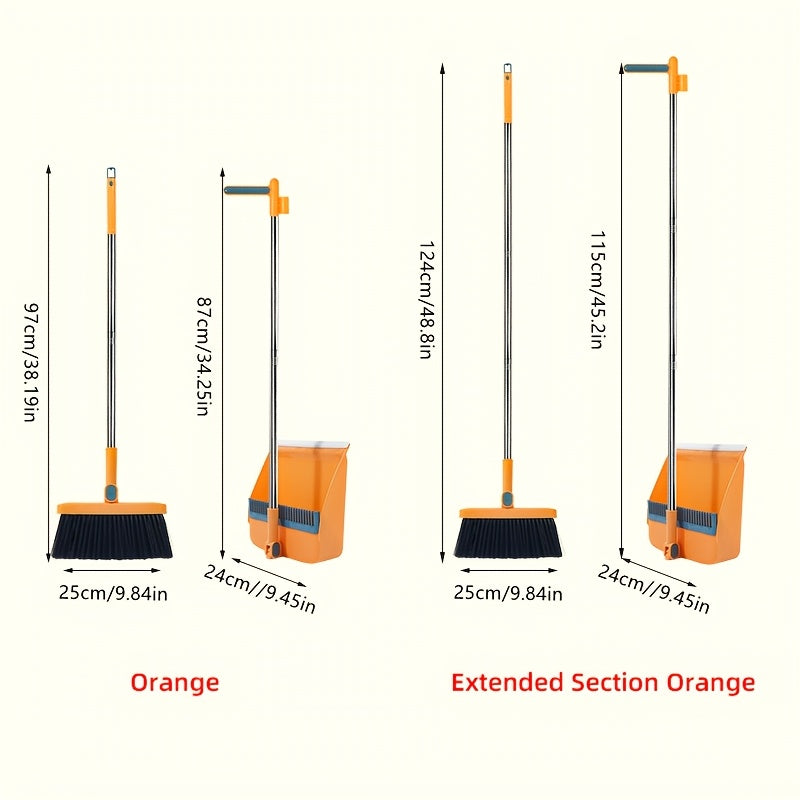 A Set of Household Broom And Dustpan, Long-Handled Floor Cleaning Broom And Dustpan Set, Rotatable Broom And Dustpan with Comb, Used to Remove Dust And Garbage, Suitable for Home, Kitchen, Room, Office, Cleaning Supplies, Cleaning Tools, Back-To-School