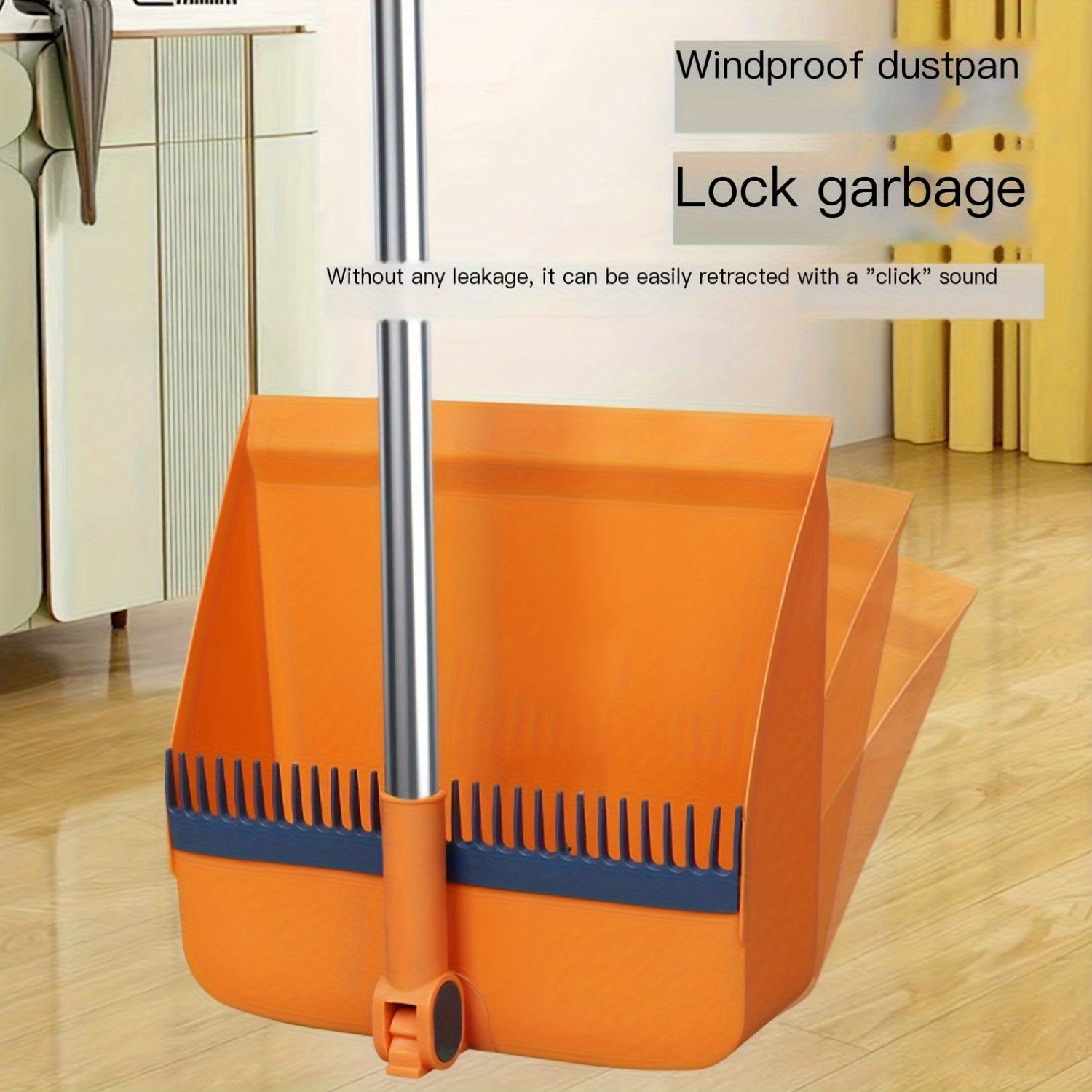 2pcs Set Of Brand New 3-in-1 Rotatable And Foldable Magnetic Suction Broom Dustpan Sweeping Set, Enlarged And Thickened Household Broom, Living Room, Bedroom Pet Hair Cleaning Broom, Non Stick Soft Hair Blue/orange/white Broom