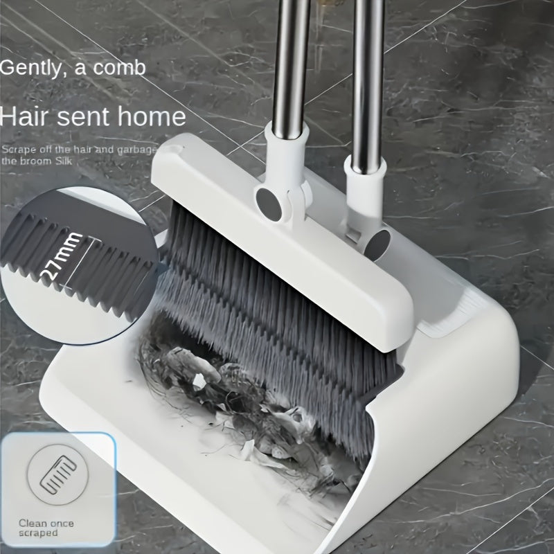[3-in-1 Cleaning Set]Foldable Broom and Dustpan Combination- Multi-functional Multi-surface Cleaning Tool- Durable Plastic Material, Suitable for Home and Dormitory