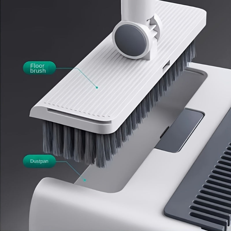 [3-in-1 Cleaning Set]Foldable Broom and Dustpan Combination- Multi-functional Multi-surface Cleaning Tool- Durable Plastic Material, Suitable for Home and Dormitory