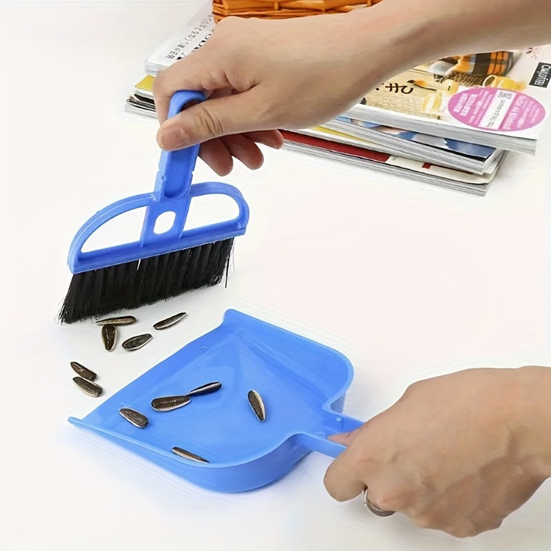 2pcs Mini Broom and Dustpan Cleaning Brush Set, Hard Bristle with Dustpan Pet Supplies Handheld Cleaning Kit, Portable Durable No-Charge Required