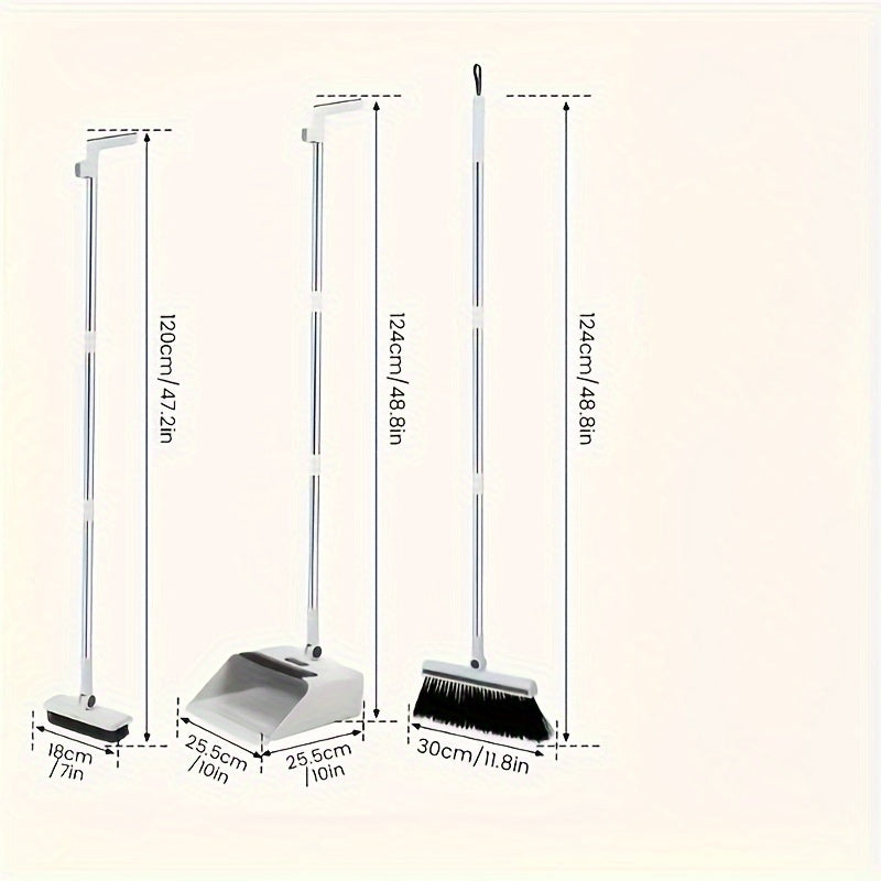 [3-in-1 Cleaning Set]Foldable Broom and Dustpan Combination- Multi-functional Multi-surface Cleaning Tool- Durable Plastic Material, Suitable for Home and Dormitory
