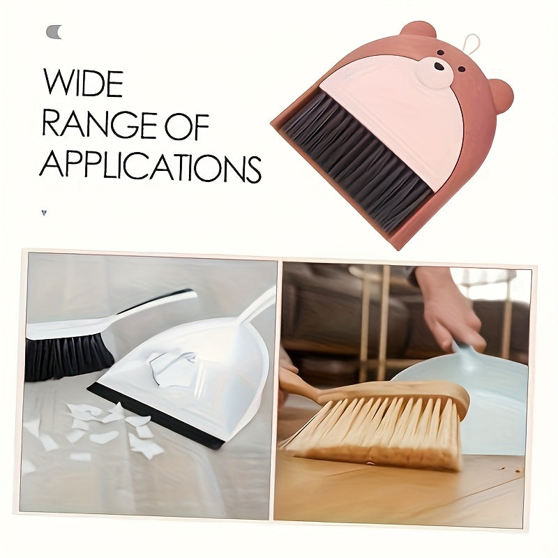 Office Desktop Mini Broom and Dustpan Set, Compact Cleaning Tool, Suitable for Office Desk, Window Sill, Keyboard Cleaning and Home Kitchen, Available in Gray, Brown, and Yellow