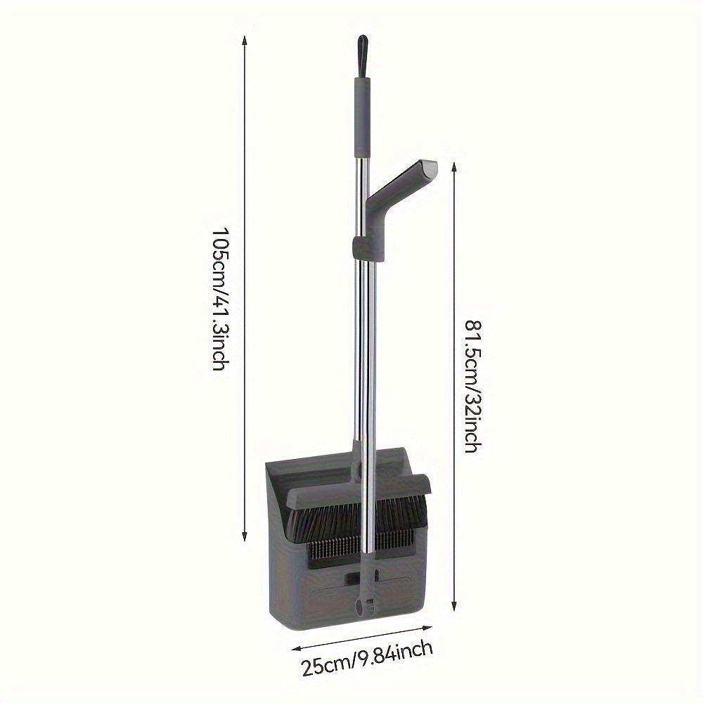 [3-in-1 Cleaning Set]Foldable Broom and Dustpan Combination- Multi-functional Multi-surface Cleaning Tool- Durable Plastic Material, Suitable for Home and Dormitory