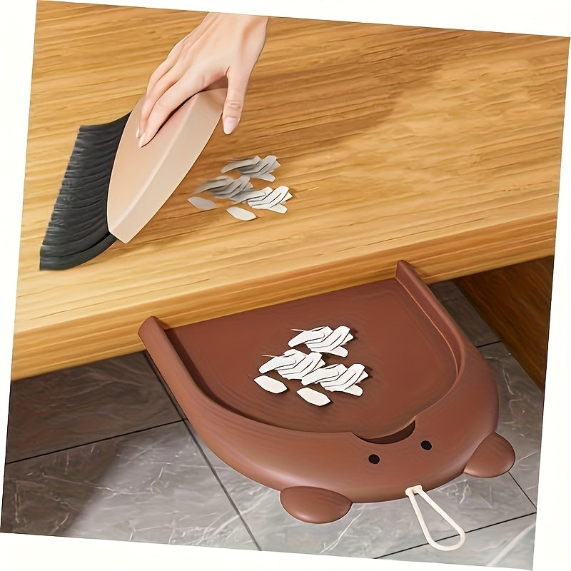 Office Desktop Mini Broom and Dustpan Set, Compact Cleaning Tool, Suitable for Office Desk, Window Sill, Keyboard Cleaning and Home Kitchen, Available in Gray, Brown, and Yellow