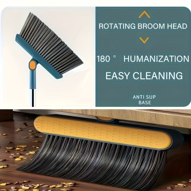 2-in-1 Long Handle Broom and Dustpan Set, Suitable for Home, Office, Indoor/Outdoor Sweeping, Upright Broom and Dustpan, Bathroom and Kitchen Cleaning Supplies