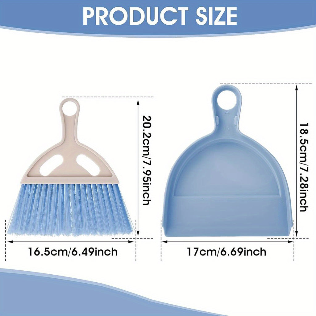Compact Blue Mini Broom and Dustpan Set with Soft Bristles - Portable Tabletop Cleaning Kit for Kitchen, Bathroom, Living Room, and Bedroom - Ideal for Crumb Sweeping and Dust Removal, Kitchen Cleaning Essentials|Compact Cleaning Kit|Durable Cleaning