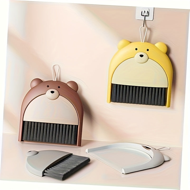Office Desktop Mini Broom and Dustpan Set, Compact Cleaning Tool, Suitable for Office Desk, Window Sill, Keyboard Cleaning and Home Kitchen, Available in Gray, Brown, and Yellow