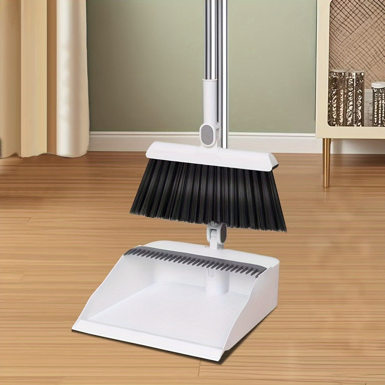 2pcs Set Of Brand New 3-in-1 Rotatable And Foldable Magnetic Suction Broom Dustpan Sweeping Set, Enlarged And Thickened Household Broom, Living Room, Bedroom Pet Hair Cleaning Broom, Non Stick Soft Hair Blue/orange/white Broom