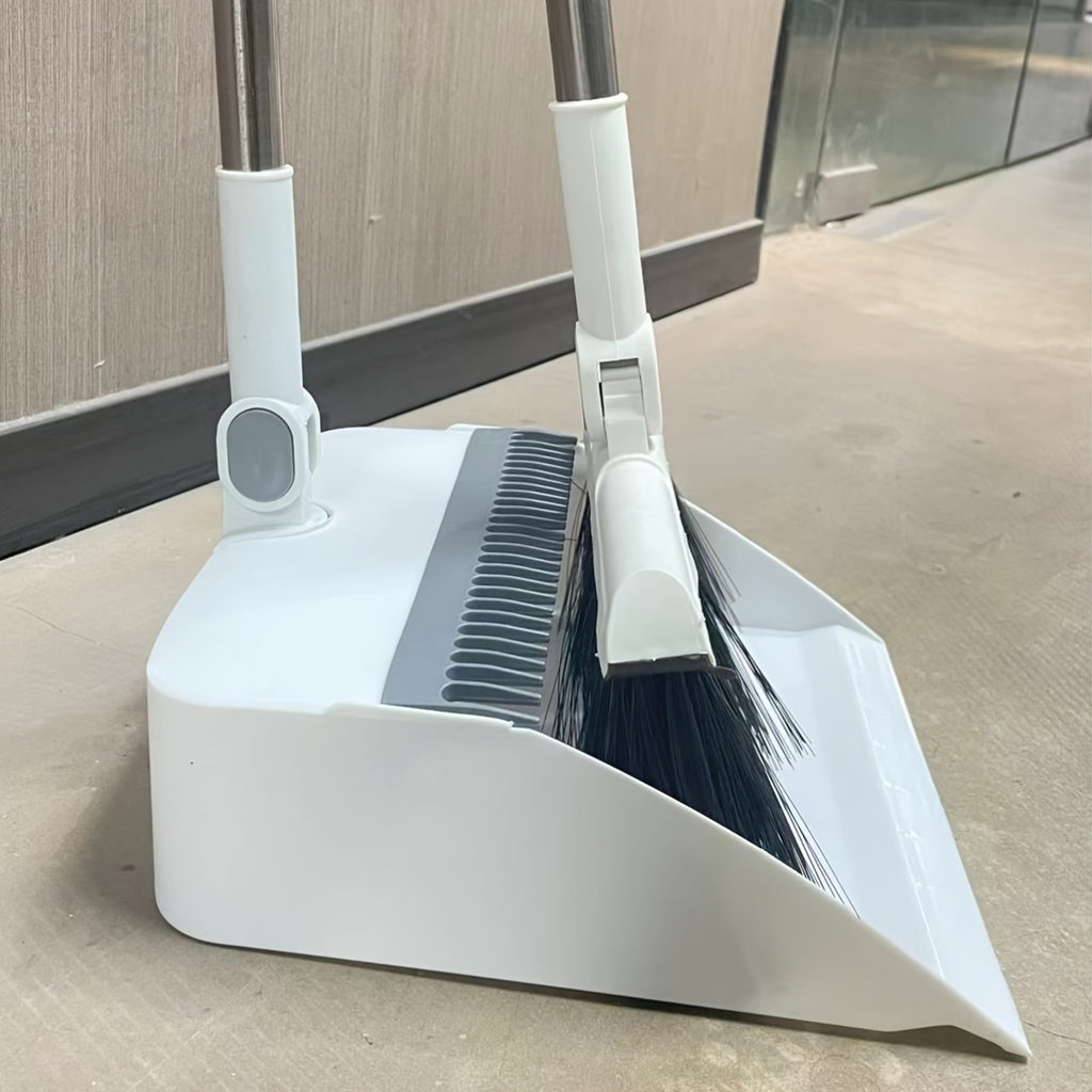 Rotating Foldable Magnetic Broom and Dustpan Set, Thickened Household Hair Removal Brush, Pet Hair Cleaning for Living Room and Bedroom, Non-Stick Soft Bristle Brush - Blue/Orange/White