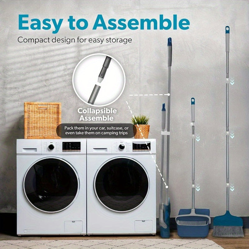 Butler Stand-Up Broom and Dustpan Set - Heavy-Duty Cleaning System with Ergonomic Handle, Lightweight & Space-Saving Design, Quick-Click Assembly - for Hardwood, Tile, Vinyl Floors - Ideal for Kitchen, Living Room, Bathroom, Hallway - Ideal for Home &