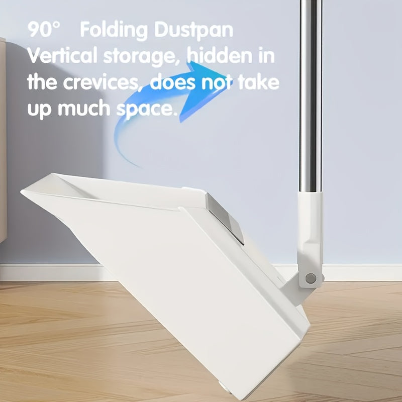 2pcs Set Of Brand New 3-in-1 Rotatable And Foldable Magnetic Suction Broom Dustpan Sweeping Set, Enlarged And Thickened Household Broom, Living Room, Bedroom Pet Hair Cleaning Broom, Non Stick Soft Hair Blue/orange/white Broom