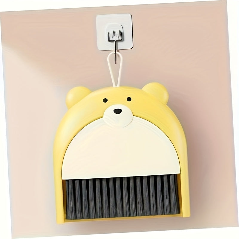 Office Desktop Mini Broom and Dustpan Set, Compact Cleaning Tool, Suitable for Office Desk, Window Sill, Keyboard Cleaning and Home Kitchen, Available in Gray, Brown, and Yellow