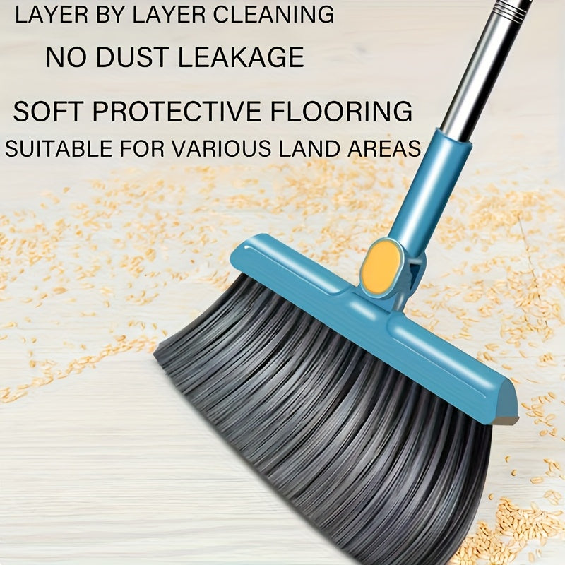 2-in-1 Long Handle Broom and Dustpan Set, Suitable for Home, Office, Indoor/Outdoor Sweeping, Upright Broom and Dustpan, Bathroom and Kitchen Cleaning Supplies