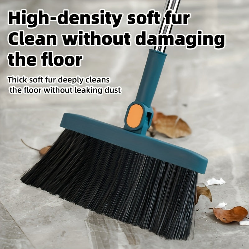 1set Household Broom And Dustpan Set - Durable Sweeping Broom And Dustpan with Long Handle, Creative Dustpan with Comb Tooth, Pet Hair Removal, Floor Cleaning Tool - for Home Office School Dorm - Everyday Cleaning - Great Gift for Housewarming, Ergonomic