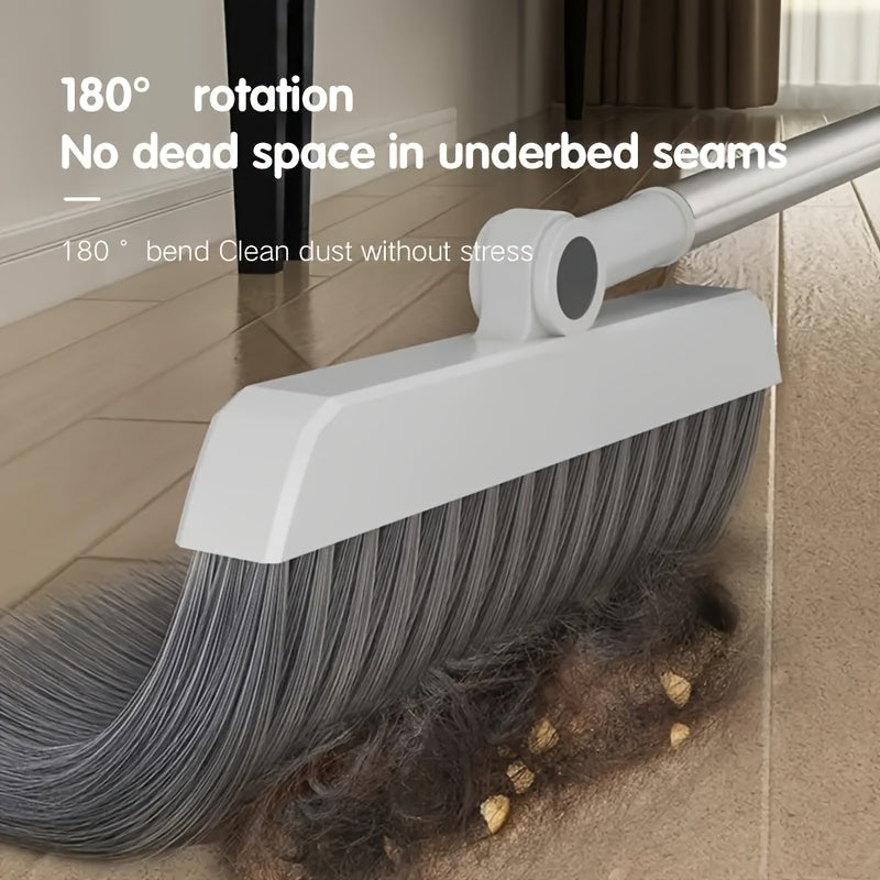 2pcs Set Of Brand New 3-in-1 Rotatable And Foldable Magnetic Suction Broom Dustpan Sweeping Set, Enlarged And Thickened Household Broom, Living Room, Bedroom Pet Hair Cleaning Broom, Non Stick Soft Hair Blue/orange/white Broom