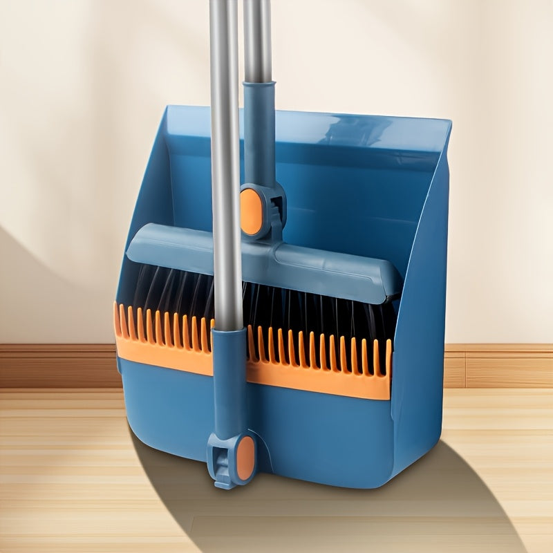 1set Household Broom And Dustpan Set - Durable Sweeping Broom And Dustpan with Long Handle, Creative Dustpan with Comb Tooth, Pet Hair Removal, Floor Cleaning Tool - for Home Office School Dorm - Everyday Cleaning - Great Gift for Housewarming, Ergonomic