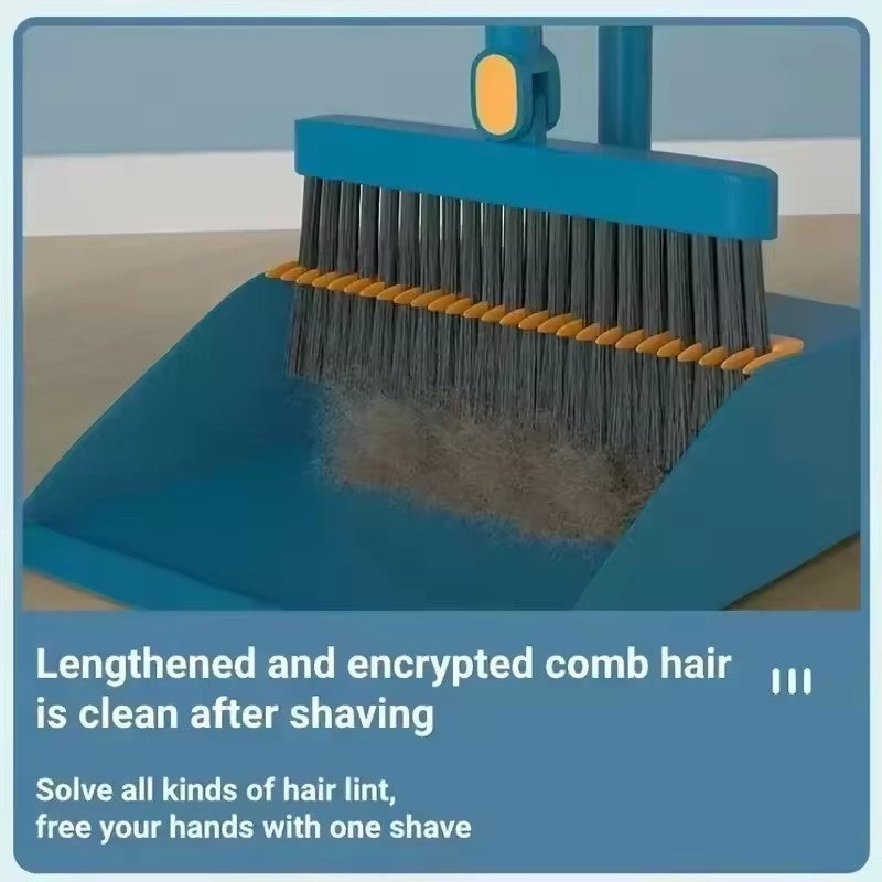 Sturdy indoor broom and dustpan set with collapsible stainless steel handle - Soft bristles for hard floors - for home, kitchen, room, office living room essential cleaning products, practical sweeping kit