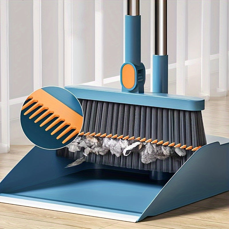 A Set of Household Broom And Dustpan, Long-Handled Floor Cleaning Broom And Dustpan Set, Rotatable Broom And Dustpan with Comb, Used to Remove Dust And Garbage, Suitable for Home, Kitchen, Room, Office, Cleaning Supplies, Cleaning Tools, Back-To-School