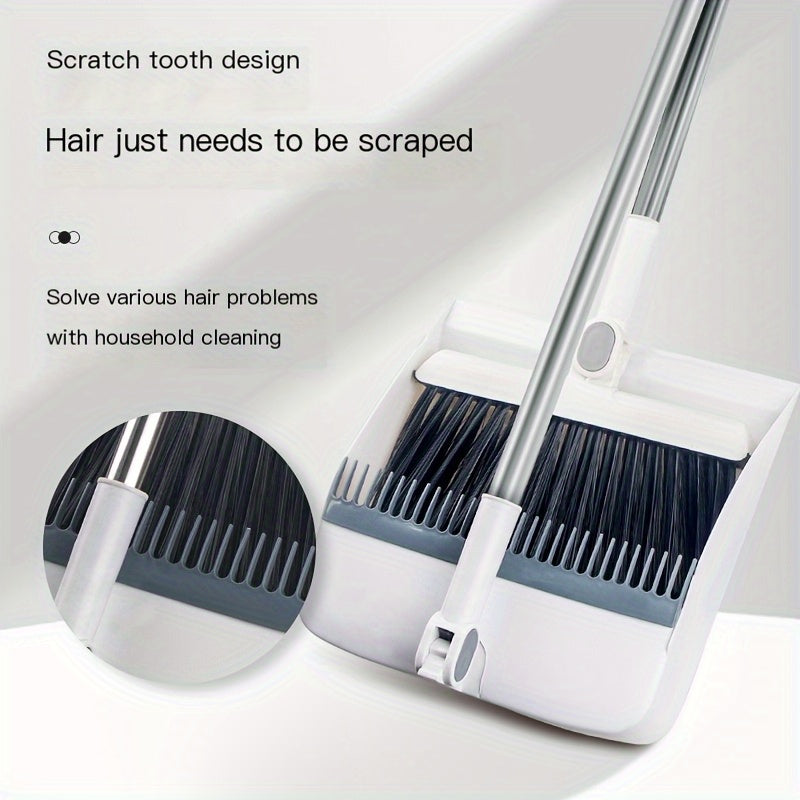2pcs Set Of Brand New 3-in-1 Rotatable And Foldable Magnetic Suction Broom Dustpan Sweeping Set, Enlarged And Thickened Household Broom, Living Room, Bedroom Pet Hair Cleaning Broom, Non Stick Soft Hair Blue/orange/white Broom
