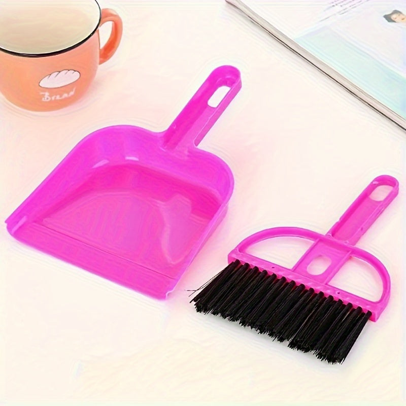 2pcs Mini Broom and Dustpan Cleaning Brush Set, Hard Bristle with Dustpan Pet Supplies Handheld Cleaning Kit, Portable Durable No-Charge Required