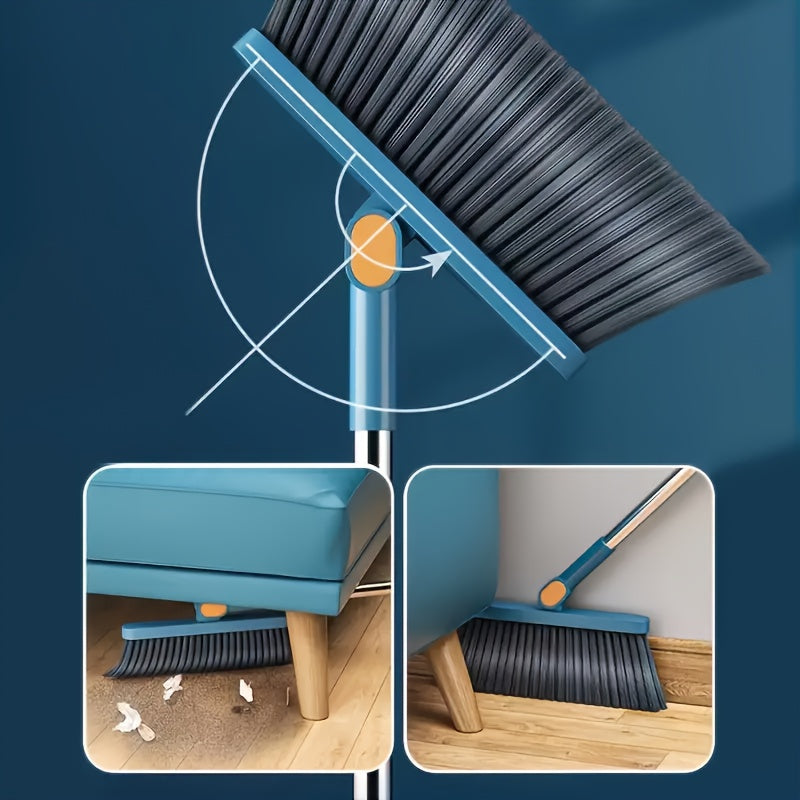1set, Household Broom And Dustpan Set, Long Handle Floor Cleaning Broom Dustpan Set, Rotatable Broom And Dustpan with Comb Tooth, to Remove Dust And Garbage, for Home, Kitchen, Room, Office, Cleaning Supplies