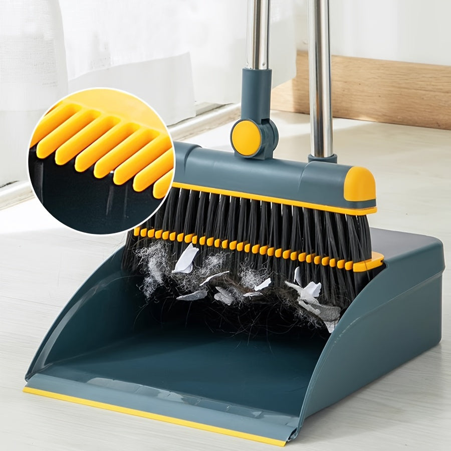 1set, Broom Dustpan Set Combination, Thickened Rotatable Foldable Stainless Steel Rod Strong ,And Durable Soft Hair Sweeping Broom Plastic, Cleaning Supplies for Indoor,broom and dustpan set,local warehouse ,household items