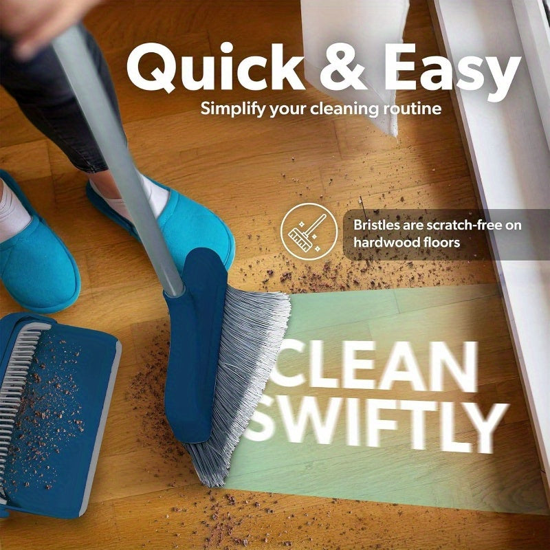 Butler Stand-Up Broom and Dustpan Set - Heavy-Duty Cleaning System with Ergonomic Handle, Lightweight & Space-Saving Design, Quick-Click Assembly - for Hardwood, Tile, Vinyl Floors - Ideal for Kitchen, Living Room, Bathroom, Hallway - Ideal for Home &