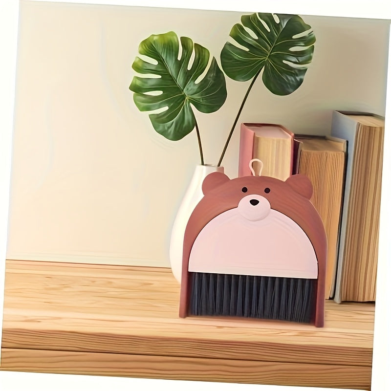 Office Desktop Mini Broom and Dustpan Set, Compact Cleaning Tool, Suitable for Office Desk, Window Sill, Keyboard Cleaning and Home Kitchen, Available in Gray, Brown, and Yellow