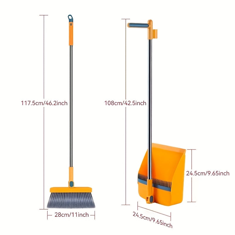 Household Broom Set, Long Handled Floor Cleaning Broom Dustpan Set, Rotatable Broom And Dustpan with Comb, Used for Removing Dust And Garbage, Suitable for Homes, Kitchens, Rooms, Offices, Cleaning Tools, And Back to School Supplies