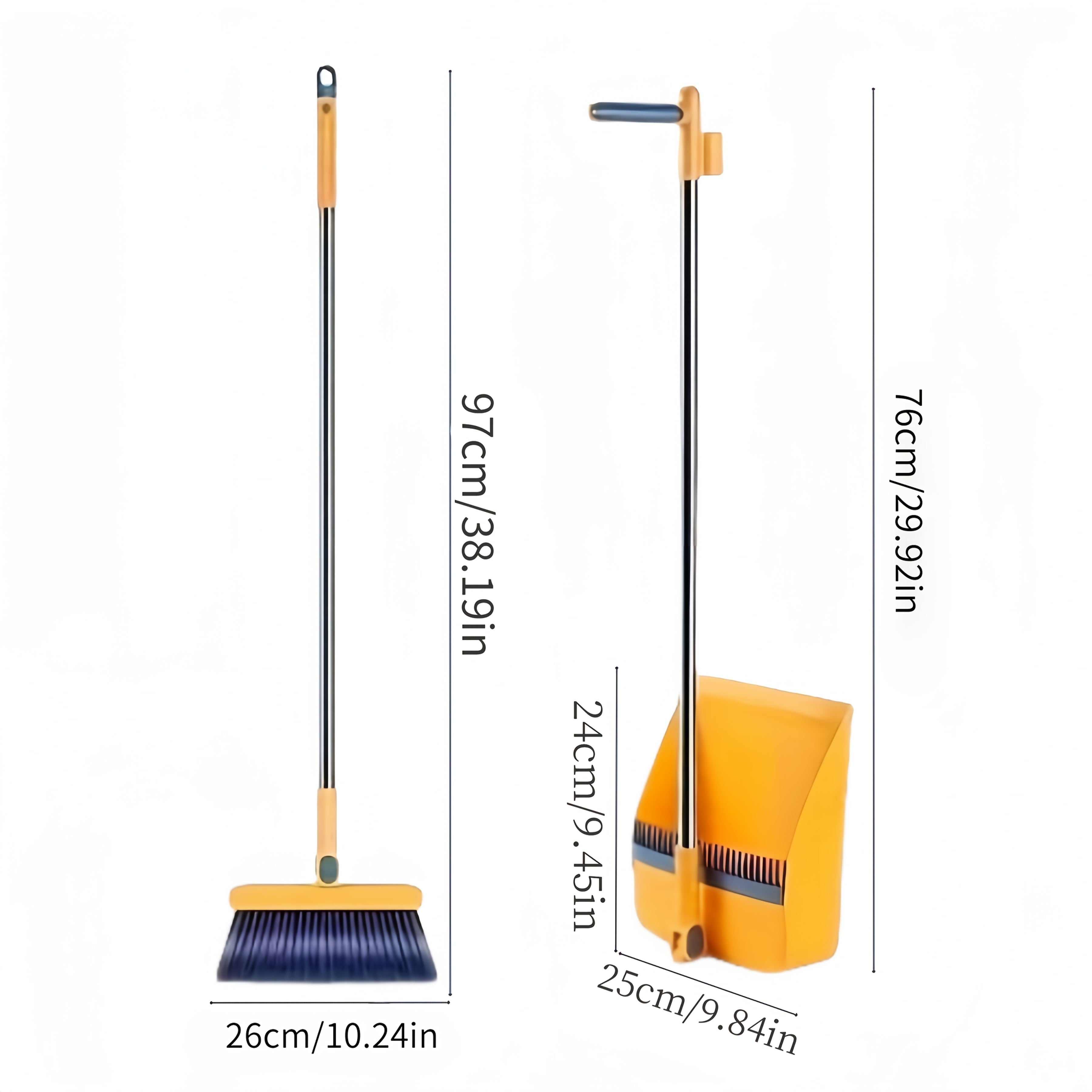Sturdy indoor broom and dustpan set with collapsible stainless steel handle - Soft bristles for hard floors - for home, kitchen, room, office living room essential cleaning products, practical sweeping kit