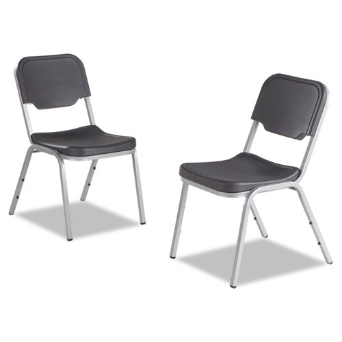 Rough 'n Ready Original Stack Chair, Black Seat-black Back, Silver Base, 4-carton
