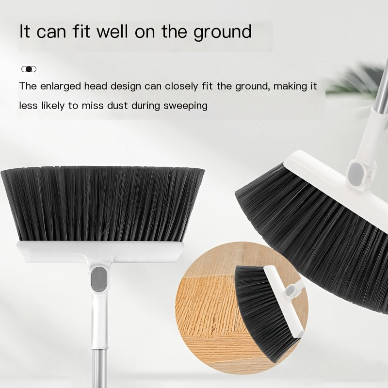 2pcs Set Of Brand New 3-in-1 Rotatable And Foldable Magnetic Suction Broom Dustpan Sweeping Set, Enlarged And Thickened Household Broom, Living Room, Bedroom Pet Hair Cleaning Broom, Non Stick Soft Hair Blue/orange/white Broom