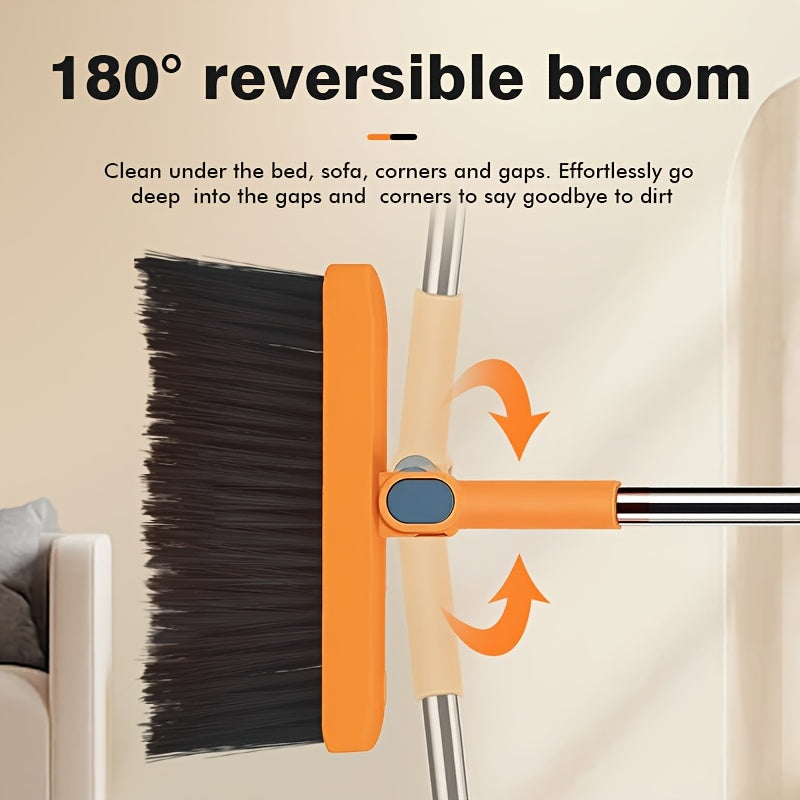 Household Broom Set, Long Handled Floor Cleaning Broom Dustpan Set, Rotatable Broom And Dustpan with Comb, Used for Removing Dust And Garbage, Suitable for Homes, Kitchens, Rooms, Offices, Cleaning Tools, And Back to School Supplies