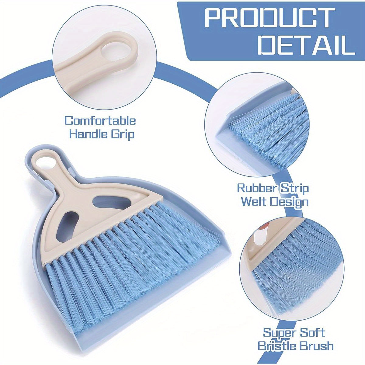 Compact Blue Mini Broom and Dustpan Set with Soft Bristles - Portable Tabletop Cleaning Kit for Kitchen, Bathroom, Living Room, and Bedroom - Ideal for Crumb Sweeping and Dust Removal, Kitchen Cleaning Essentials|Compact Cleaning Kit|Durable Cleaning
